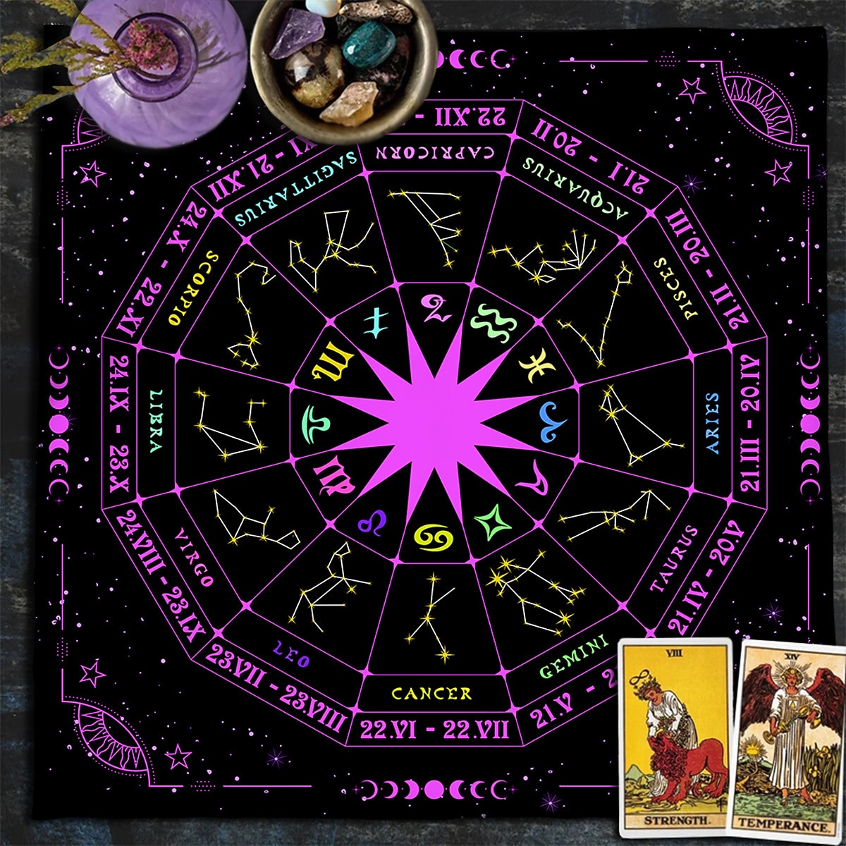 tarot asztalterítő játékhoz, oltárterítő, boszorkánysági asztrológia dekoráció orákulumkártya pad tarot szőnyeg witcher dekor, parti ajándékok, parti ajándék dekoráció, parti kellékek varázsművészeti 2026 - $9.49 –P4