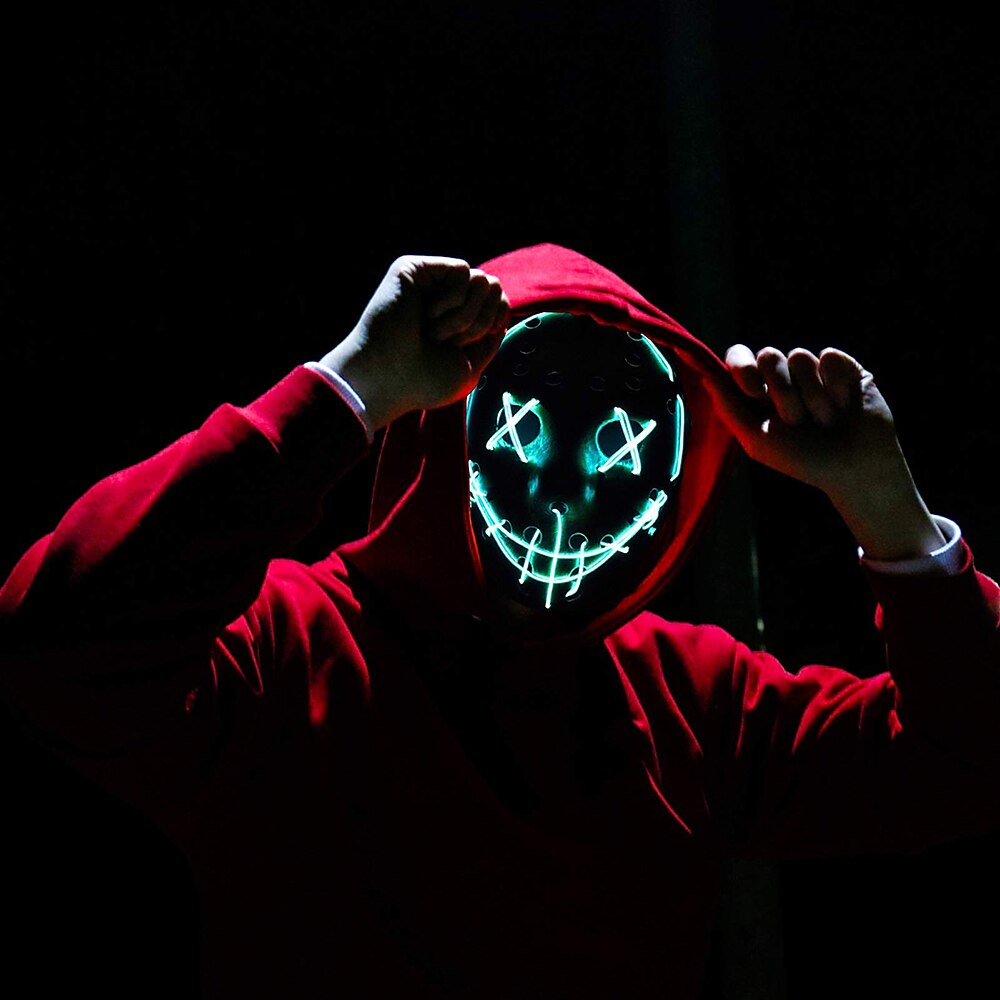 led light up purge mask jason masks scary masks glow μάσκα αποκριών για παιδιά & ενήλικες 3 λειτουργίες που αναβοσβήνουν 2025 - $16.99 –P3