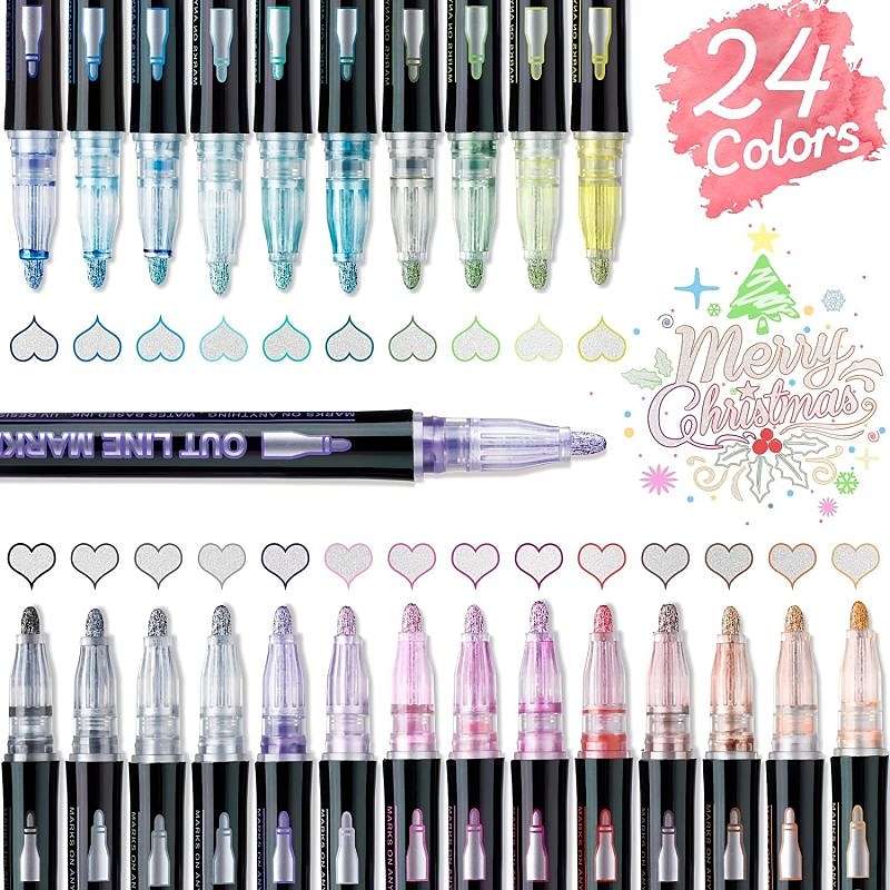 8/12/24 Farben Umrissmarker, selbst doppelzeilig, selbst umrissen, metallische Stifte für Sammelalben, Fotoalben, Geschenkkarten, Ostereier, Kunsthandwerk 2025 - $10.49 –P2