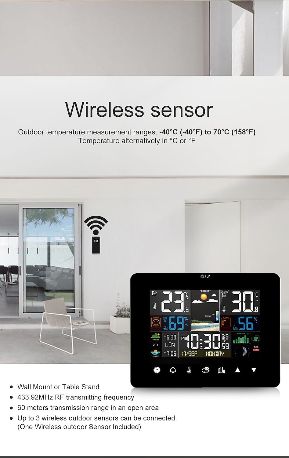 digitaal scherm wekker weerstation temperatuursensor met elektronische thermometer weerbarometer voorspellingssensor 2025 - $66.99 –P2
