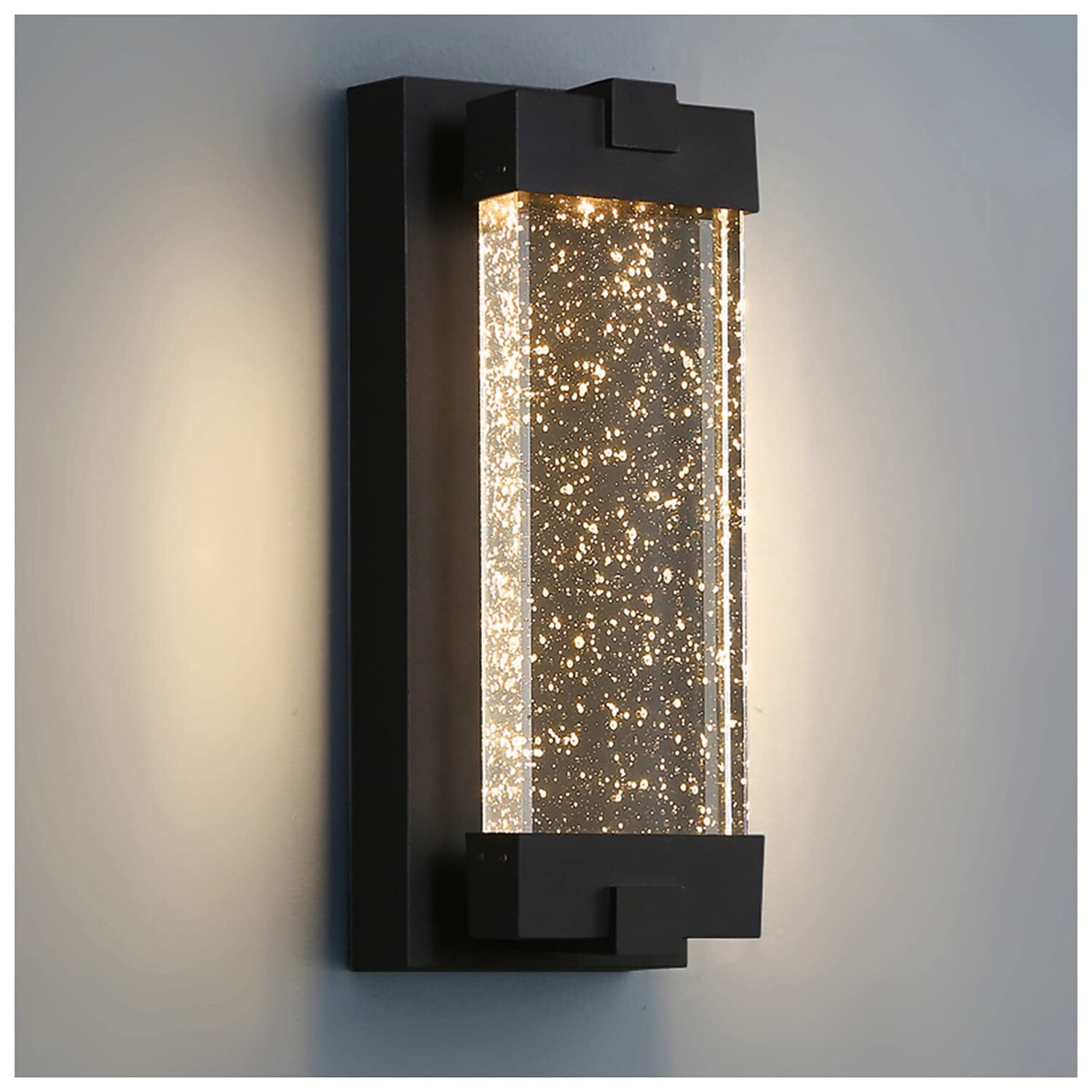 applique in cristallo illuminazione per esterni ip65 con paralume in vetro trasparente a bolle per portico e garage led 6w bianco caldo sabbia finitura nera 110-240v del 2025 a $215.69 –P2