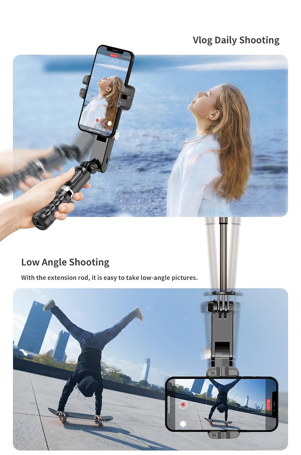 Desktop Gimbal Selfie Stick Tripod Stabilizer with Light Remote Following Foldable for Smartphone iPhone 13 Xiaomi for Video Q18 2025 - $67.99 –P6