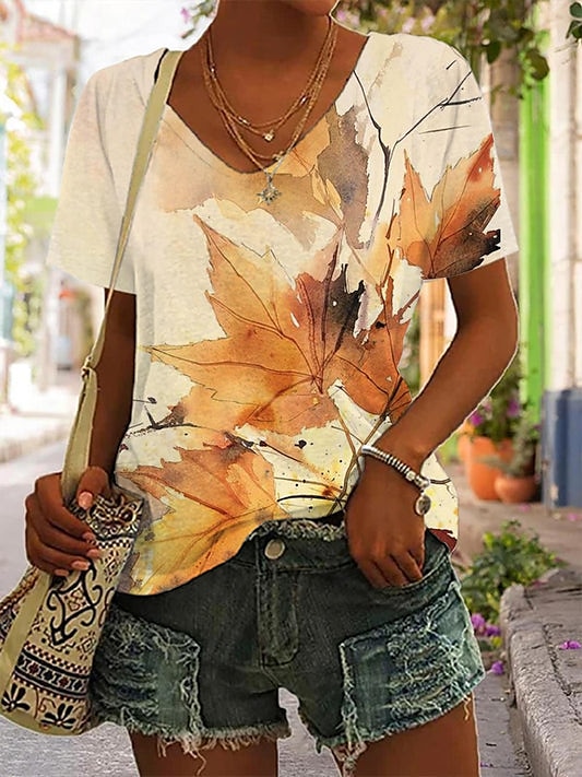t-shirt basique fluo pour femme&hauts à manches courtes à imprimé abstrait lumineux, col en V, quotidien, week-end, jaune, bleu, or, bleu clair de 2025 ? $21.99 –P4