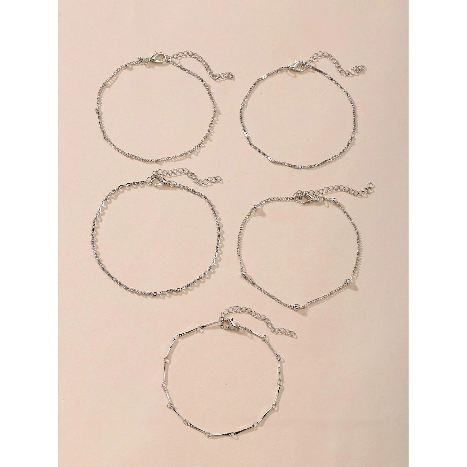 braccialetto alla caviglia Personalizzato Moda Semplice Per donna Gioielli per corpo Per Da sera Per eventi Classico Lega Trama Argento 5 pezzi del 2025 a $7.49 –P4