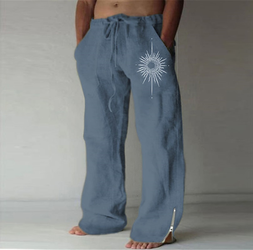 Sol Vintage Hombre Impresión 3D Pantalones Exterior Calle Noche Poliéster Blanco Azul Verde S M L Media cintura Elasticidad Pantalones 2025 - $27.99 –P3