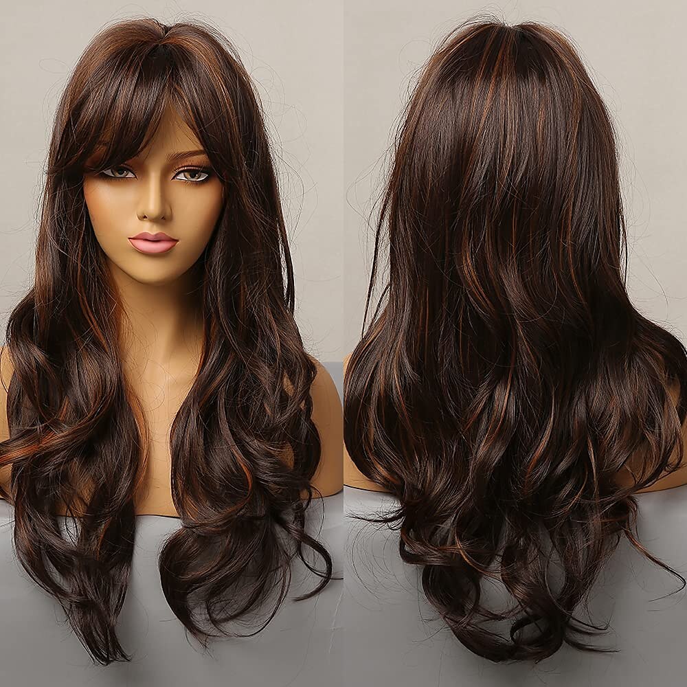 Red Wigs for WomenLong Layered Wigs with Bangs Heat Resistant Synthetic Fibre Wigs Halloween Cosplay Party Wigs 2025 - $24.99 –P8