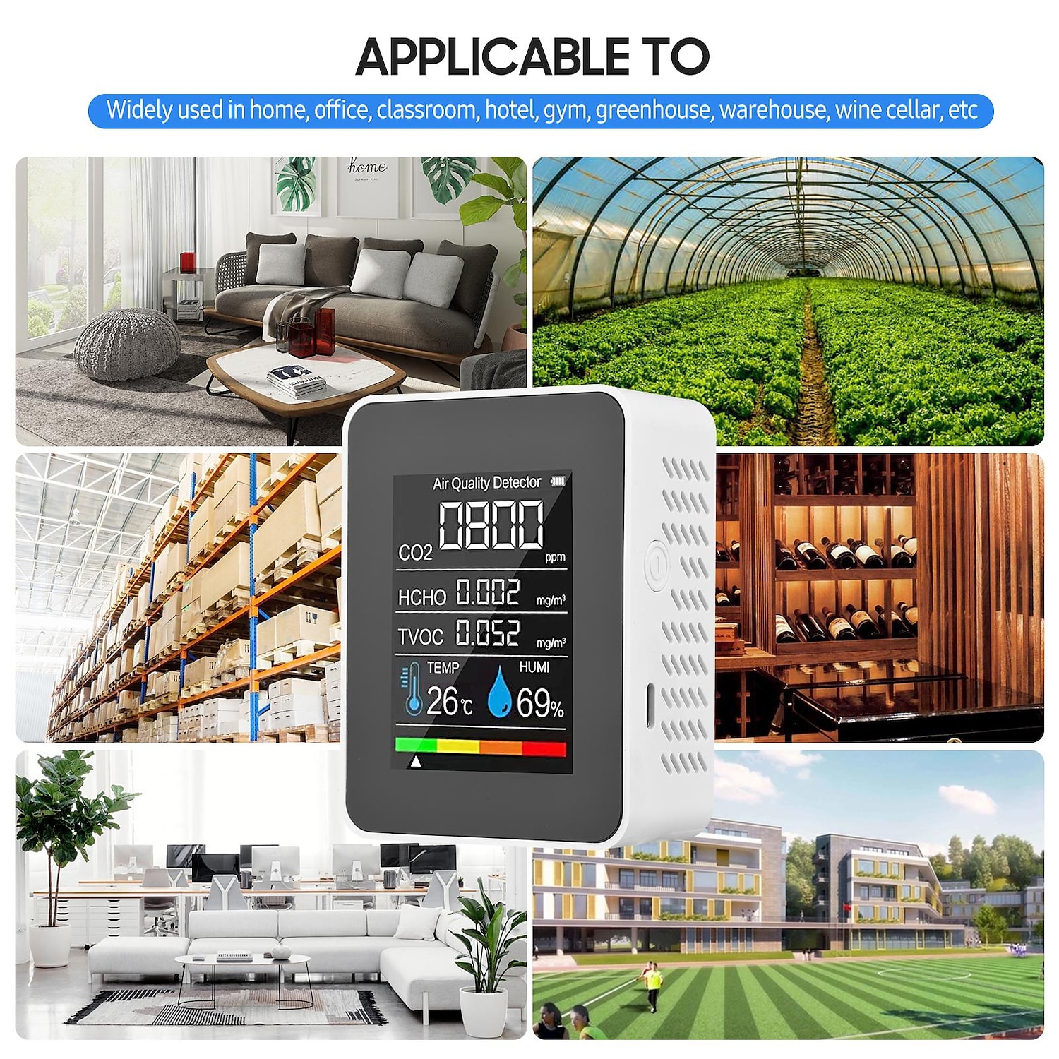 Multifunctional 5in1 CO2 Meter Digital Temperature Humidity Tester Carbon Dioxide TVOC HCHO Detector Air Quality Monitor 2025 - $31.99 –P6