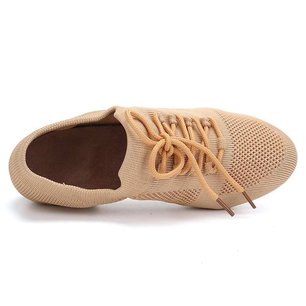 scarpe da ballo jazz da donna in maglia glitterata nera con design allacciato e suola in pelle scamosciata - scarpe da ballo leggere e traspiranti per sala da ballo e balli latini del 2025 a $26.99 –P7