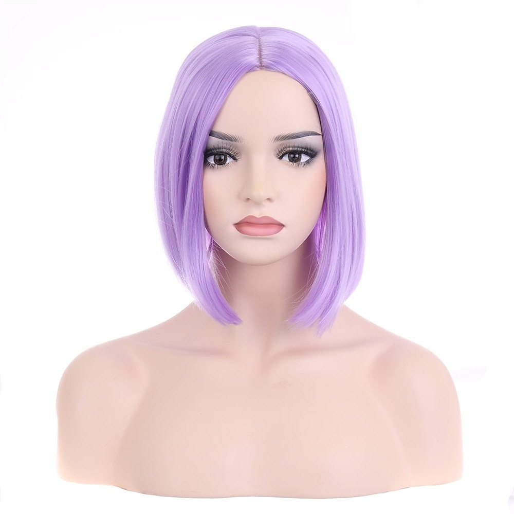 parrucca fucsia per donna parrucca caschetto rosa fucsia parrucca magenta corta dritta parte centrale parrucche sintetiche resistenti al calore per feste in costume cosplay del 2025 a $22.99 –P14