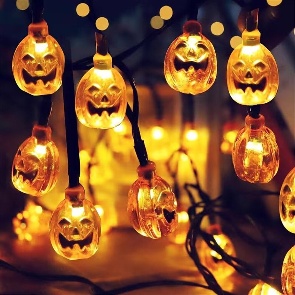 Halloween Decorations Orange Pumpkin Lights 3m 20 LED String Lights Waterproof Dimmable 8 Modes with Remote Operated Jack O Lantern Halloween Party Decoration for Indoor Outdoor 2025 - $9.99 –P4
