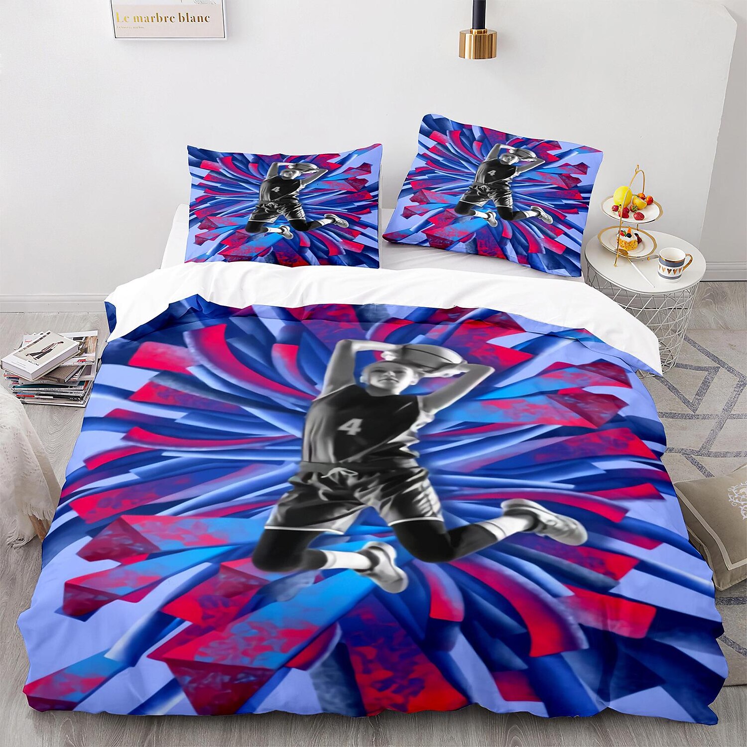3stk/2stk dynetrekksett med basketballtrykk sengesett dynetrekk med mykt lett mikrofiber 2025 - $50.99 –P7