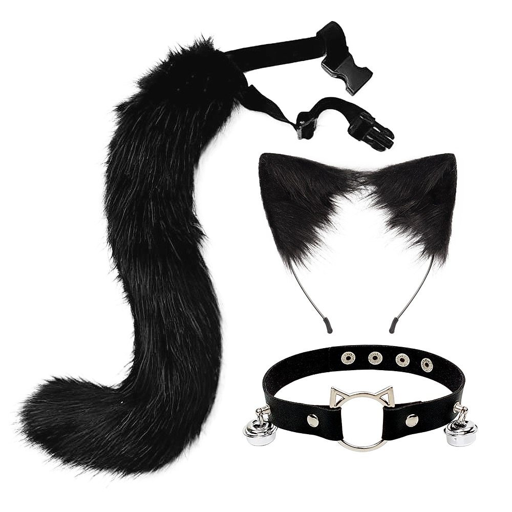 cos peluche animal oreille queue d'animal costume anime renard oreille loup oreille cheveux cerceau queue accessoire chat tête cloche collier de 2026 ? $25.99 –P1