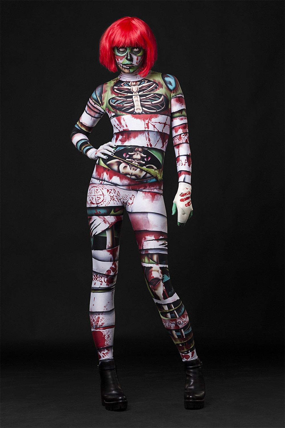 Zombie Mummy Carnival Costume Full Body Suit Cosplay Costume Bodysuits Full Body Catsuit Adults' Women's One Piece Scary Costume Party Halloween Masquerade Mardi Gras Easy Carnival Costume 2025 - $34.99 –P2