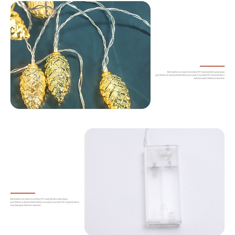 Luz de cuerda de alambre de cobre 2M 10LEDS lámpara de piña agujas de pino guirnalda de hadas de jardín lámparas de decoración para las fiestas 2026 - $11.49 –P3