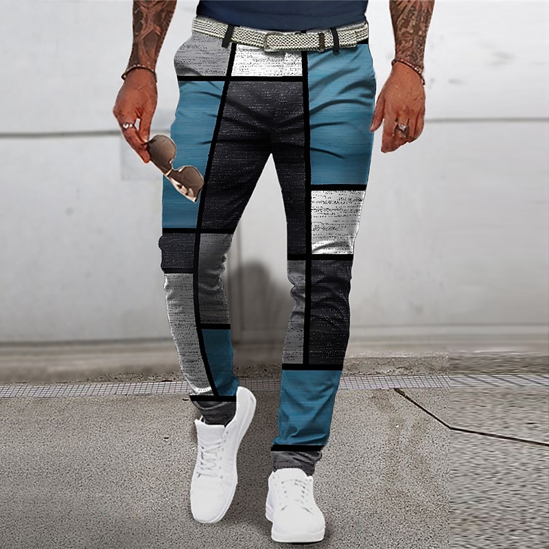 A quadri Geometria Lavoro Per uomo Stampa 3D Pantaloni Esterno Strada Indossalo per lavorare Poliestere Rosso scuro Blu Verde S M L Vita normale Elasticità Pantaloni del 2025 a $29.99 –P1