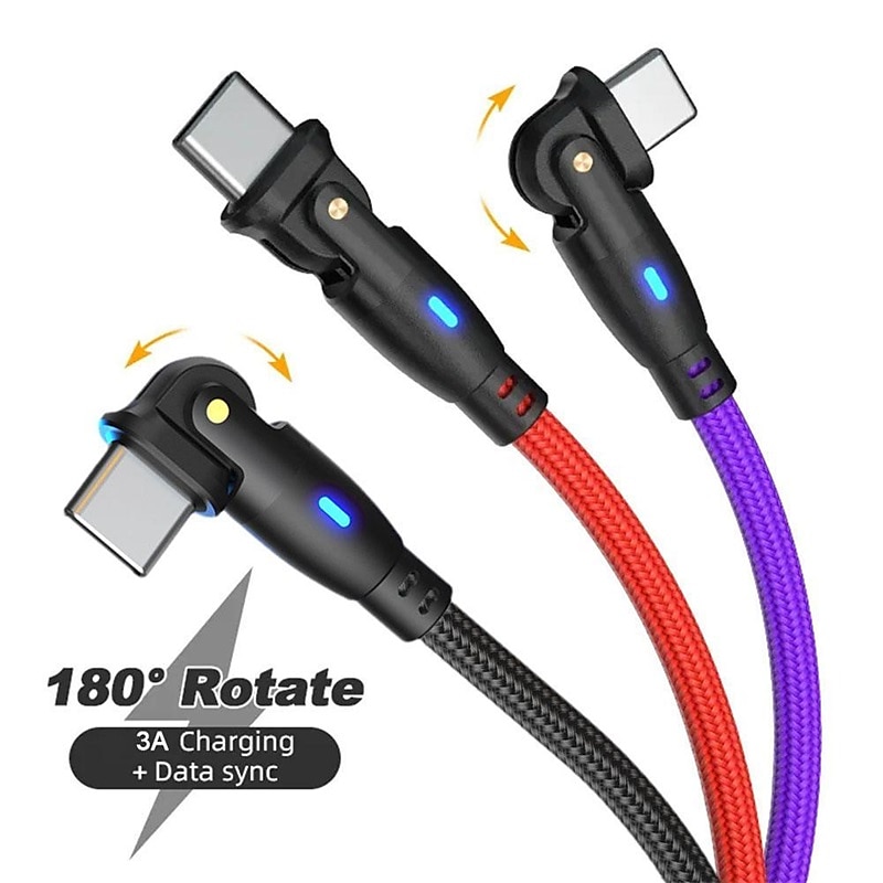 180  Elbow Data Cable Rotating Charging Cable QC3.0 Fast Charging Protocol 3A5A Current Suitable For Type-C Android Phones 2025 - $14.99 –P1