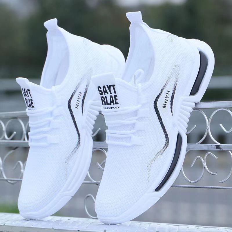weiße atmungsaktive Laufschuhe für Herren – leichte sportliche Sneaker mit Strickobermaterial und gepolsterter Sohle für Sport und Freizeit 2025 - $19.99 –P1