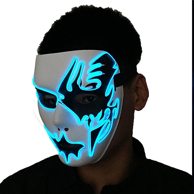 Neon Light LED Mask LED Halloween Scary Mask Cosplay Party Masque Masquerade Masks Halloween Costume Carnival Glow Party Props 2025 - $28.99 –P3