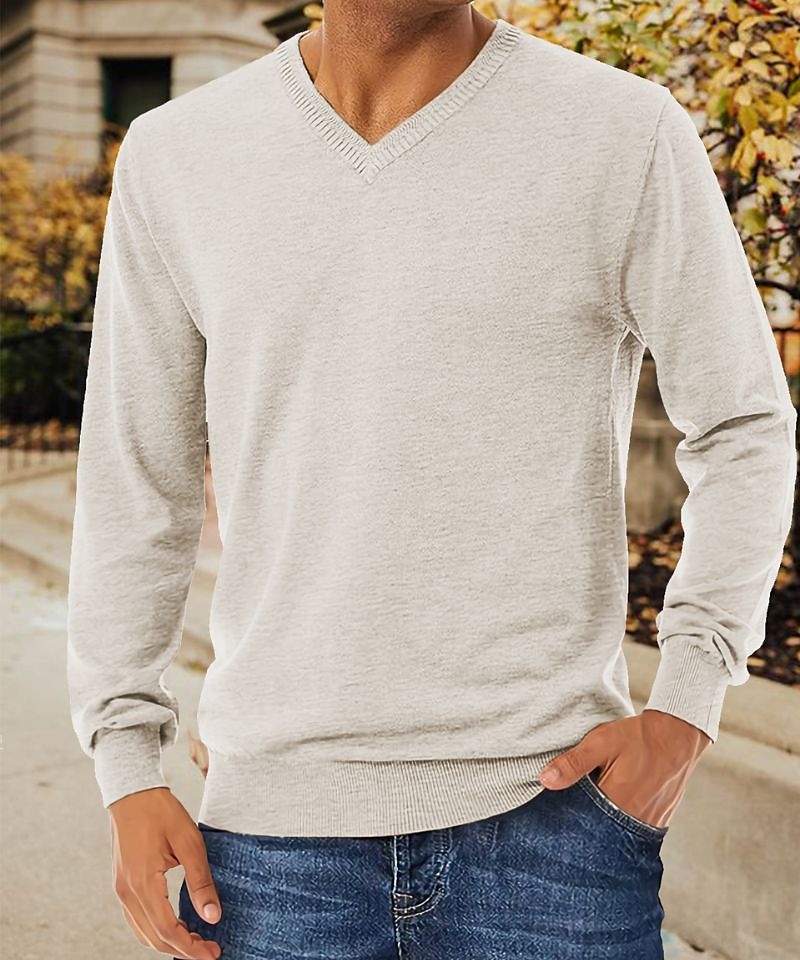 Voor heren Trui Geribd breien Normaal Gebreid Effen Kleur V-hals Modern eigentijds Werk Alledaagse kleding Kleding Winter Kameel Zwart S M L 2025 - $26.99 –P10