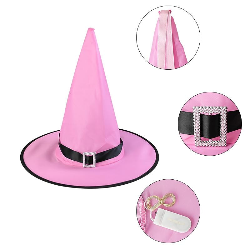 1 st halloween led häxhatt glödande häxhatt halloween kostym rekvisita utomhus träd hängande prydnadsföremål 2025 - $13.99 -P4