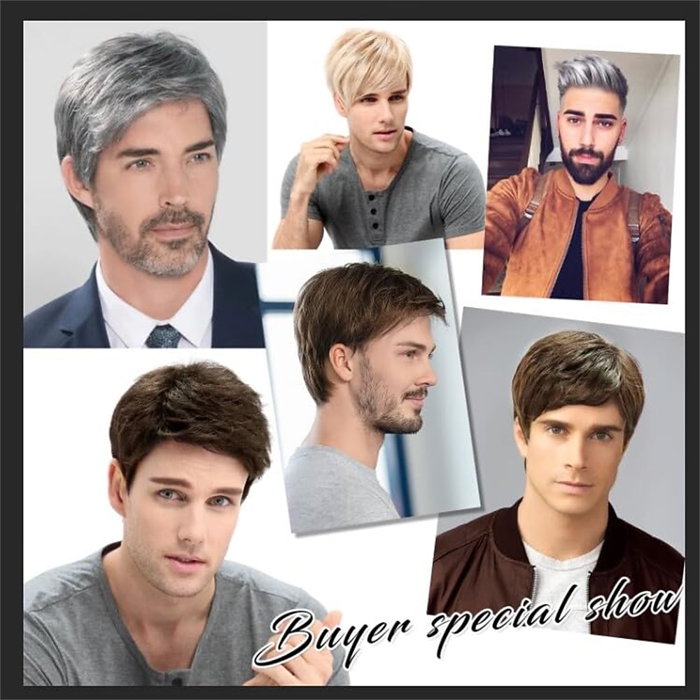 Men Wig Short Blonde Golden Straight Handsome Synthetic Hair Wigs for Carnival Party 2026 - $14.99 –P6