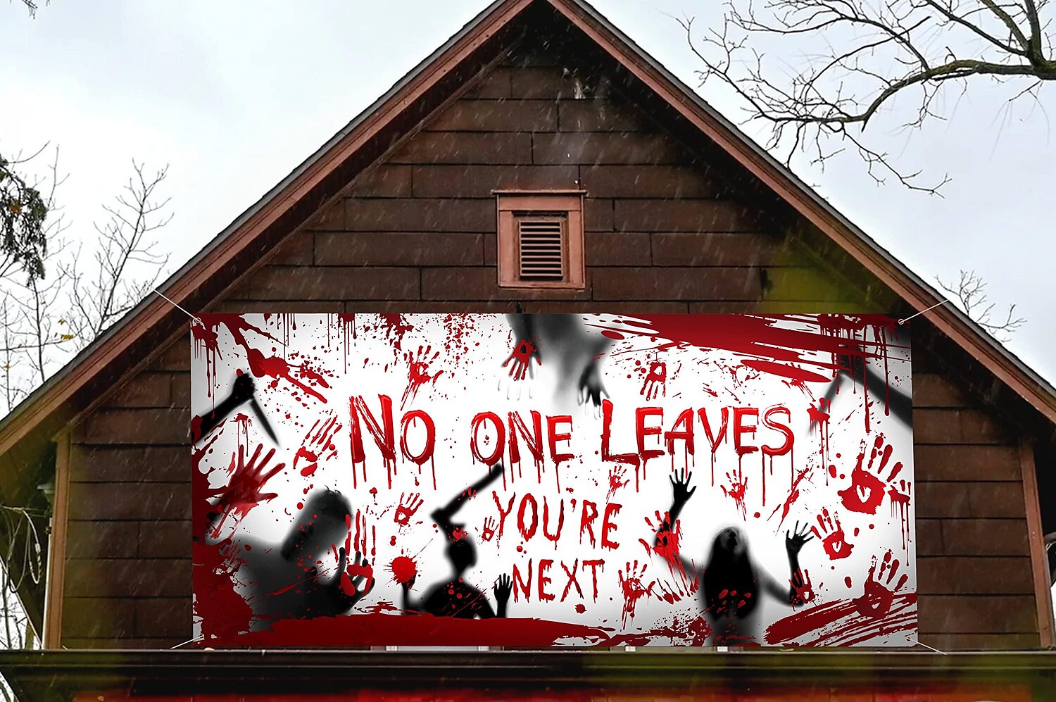 krvavý halloween banner- dlouhý halloween venkovní dekorace banner krvavá ruka pozadí party dekorace potřeby na zeď kancelář plot dvorek garáž pozadí halloween dekorace 2025 - $15.49 –P6