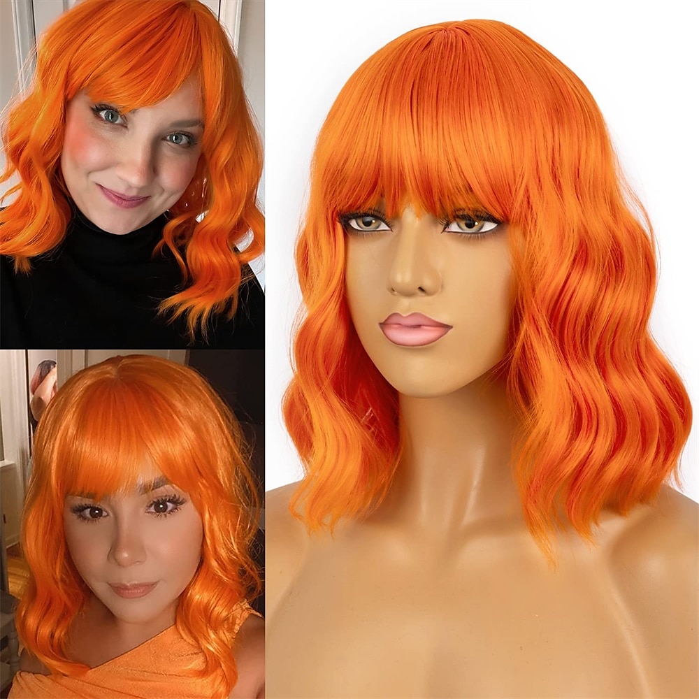 Kurze Bob-Perücken mit Pony für Frauen, lockere gewellte Perücke, lockige, schulterlange Bob-Perücke, synthetische Cosplay-Perücke für Mädchen, bunte Kostüm-Perücken 2025 - $21.99 –P9