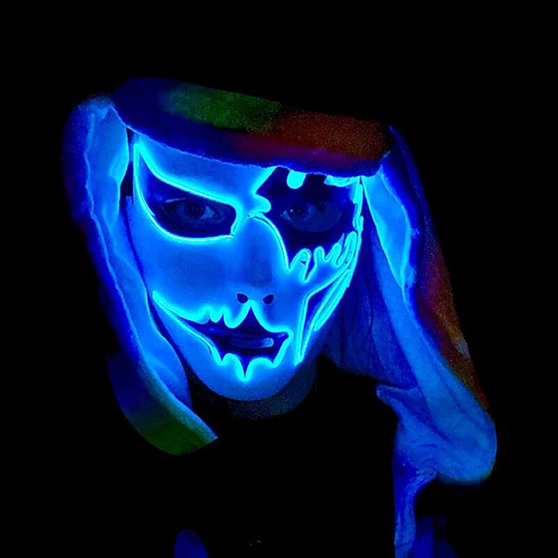 Neon Light LED Mask LED Halloween Scary Mask Cosplay Party Masque Masquerade Masks Halloween Costume Carnival Glow Party Props 2025 - $28.99 –P4