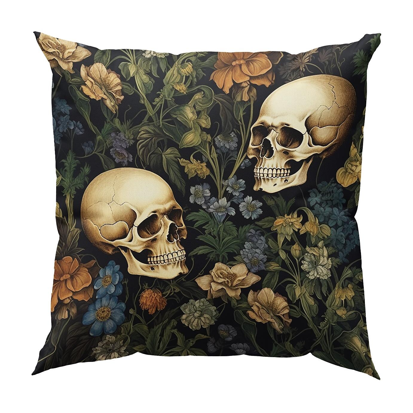 federa per cuscino bifacciale 1 pz. federa per cuscino quadrato decorativo morbido con fiore di scheletro per camera da letto, soggiorno, divano, sedia, decorazioni del 2025 a $9.49 –P11