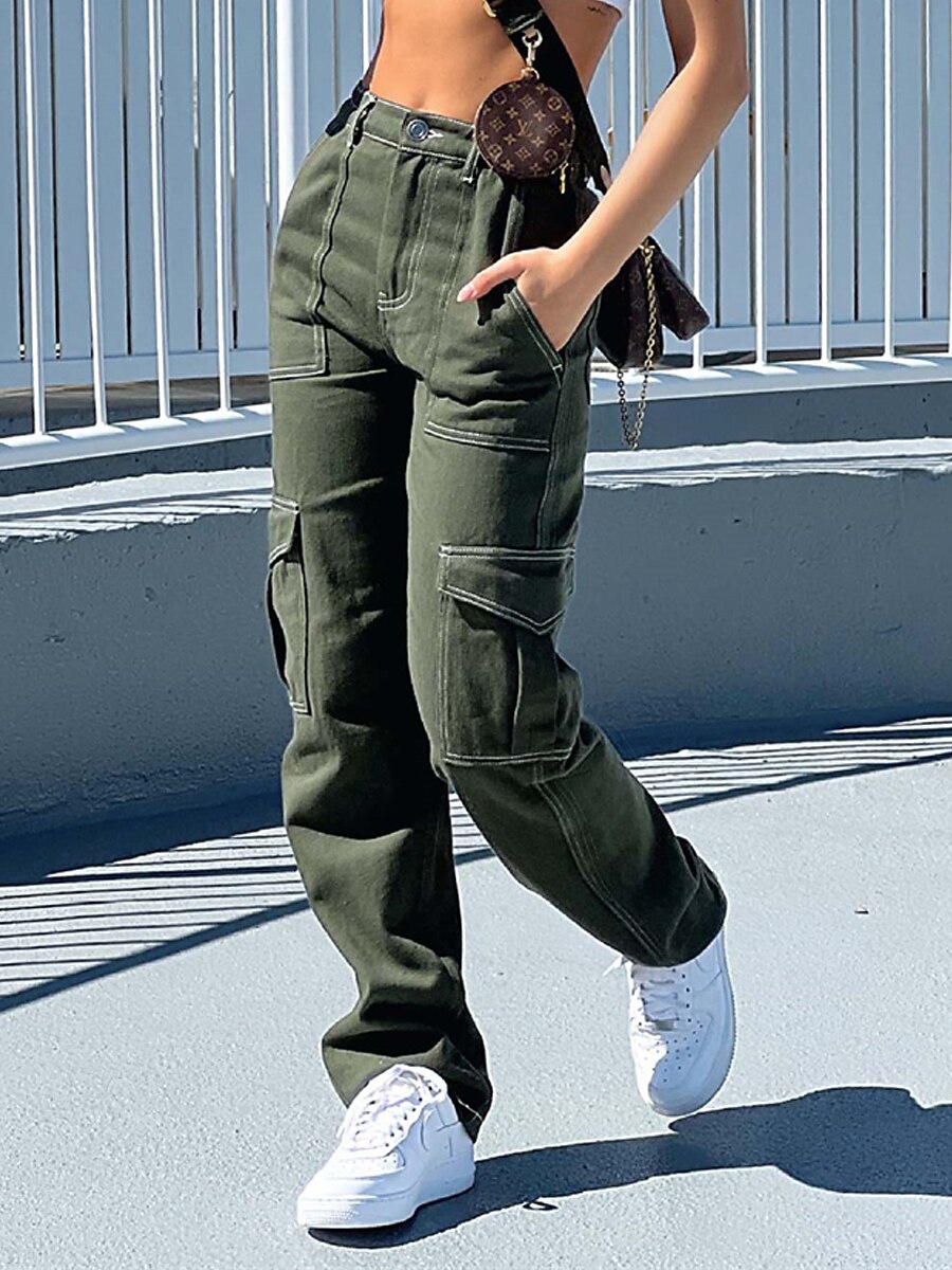 Women's Pocket Cargo Pants Women's Trendy Elastic Waist Design