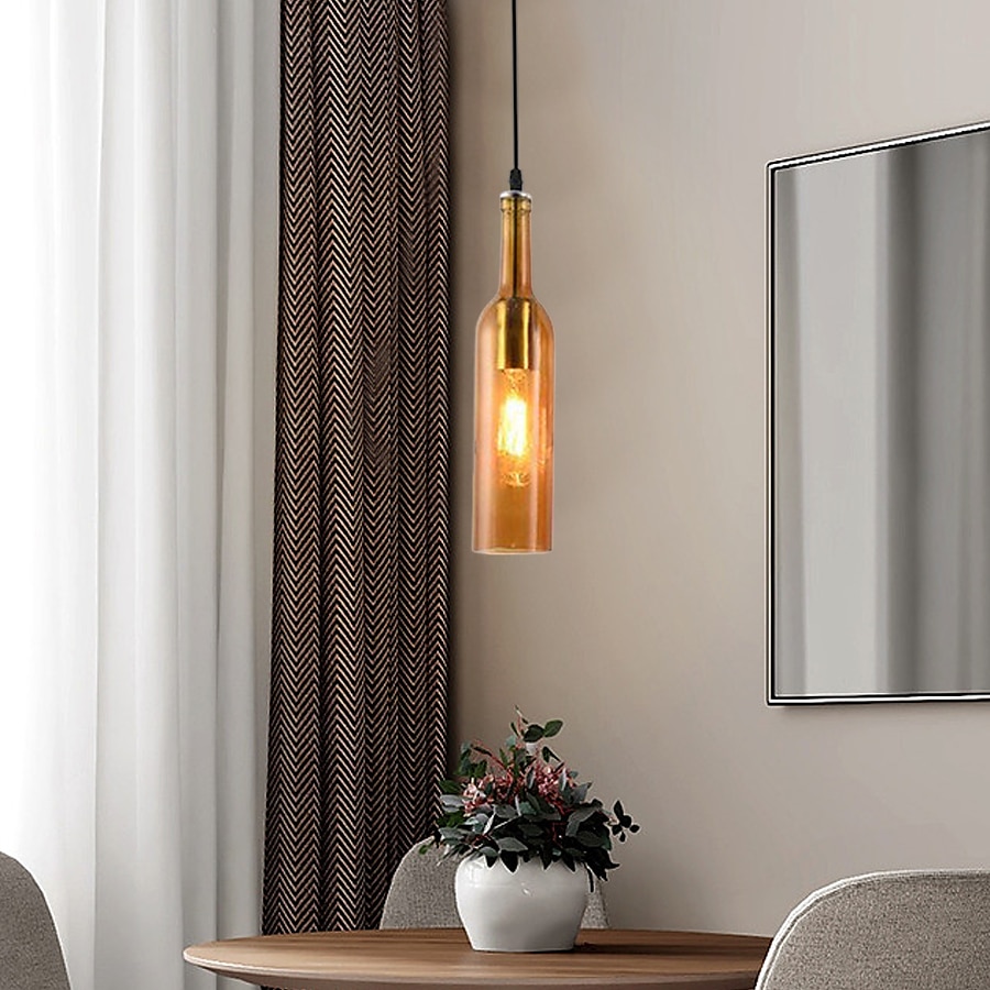 lampada a sospensione a led per bottiglia di vetro, lampada a sospensione in vetro per bottiglia di birra, lampada a sospensione vintage per bar, lampada a sospensione retrò industriale per bar, del 2025 a $62.99 –P16
