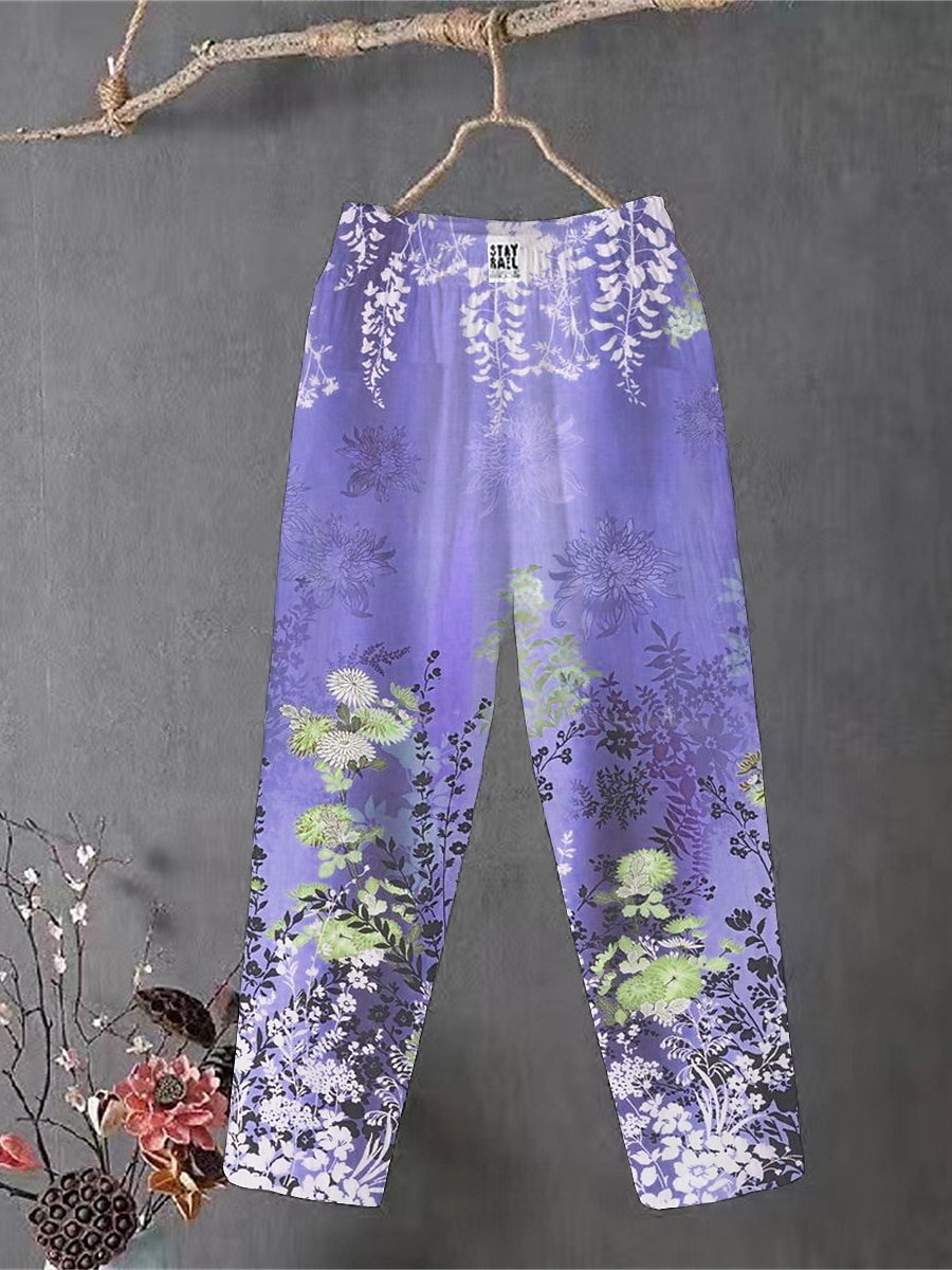 Femmes Pantalon en coton et lin Slacks Pantalons Amples Confort Chino Longueur cheville Taille moyenne Fleur Avec Poches Bouffant Imprimé Respirabilité Micro-Élastique Extérieur Quotidien Rose Claire de 2025 ? $21.99 –P7