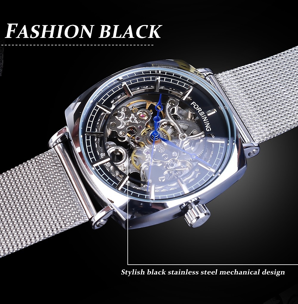 FORSINING Men Mechanical Watch Large Dial Fashion Business Wristwatch Hollow Skeleton Automatic Self-winding Luminous Waterproof Alloy Leather Watch 2025 - $42.99 –P6