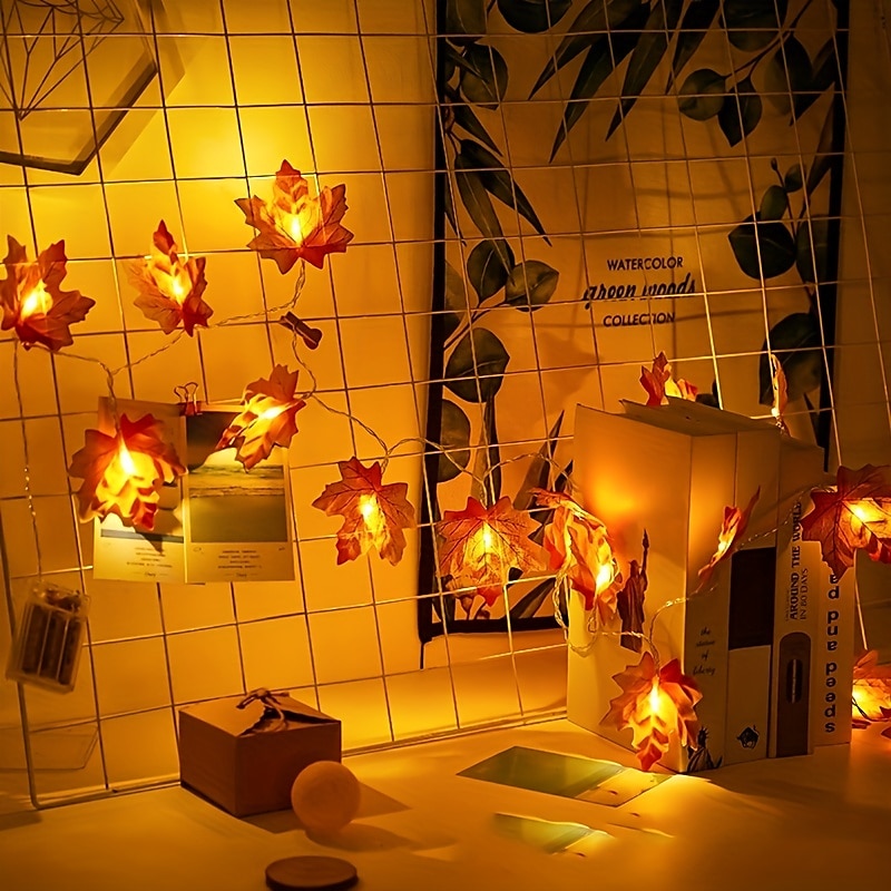 Guirnalda de hojas de arce LED de 3 metros con 20 luces, alimentada por batería, para fiestas, otoño, escaleras, barandilla, luz decorativa 2025 - $6.49 –P3