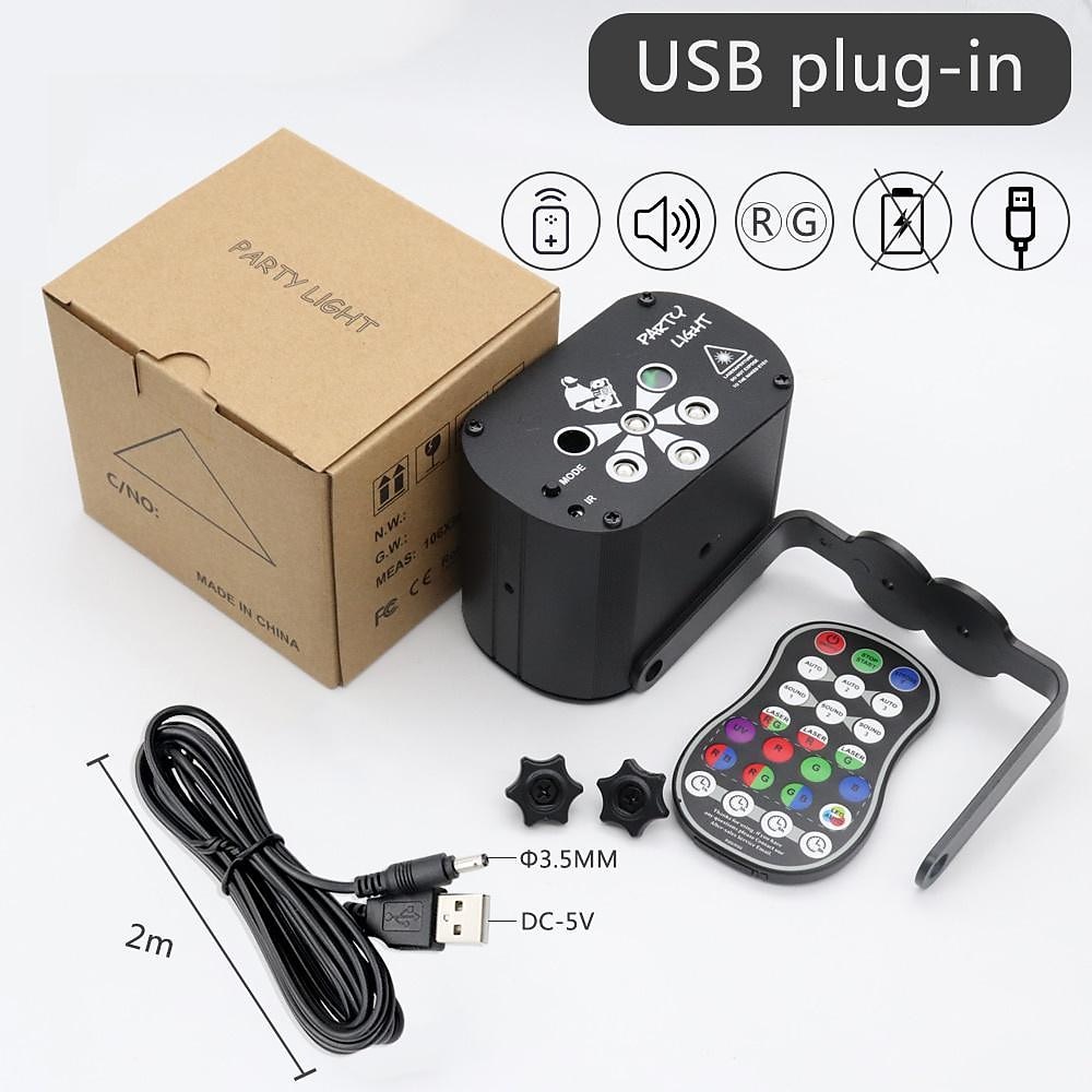 New USB LED Stage Light Laser Projector Disco Lamp with Voice Control Sound Party Lights for Home DJ Laser Show Party Lamp 2025 - $46.99 –P12