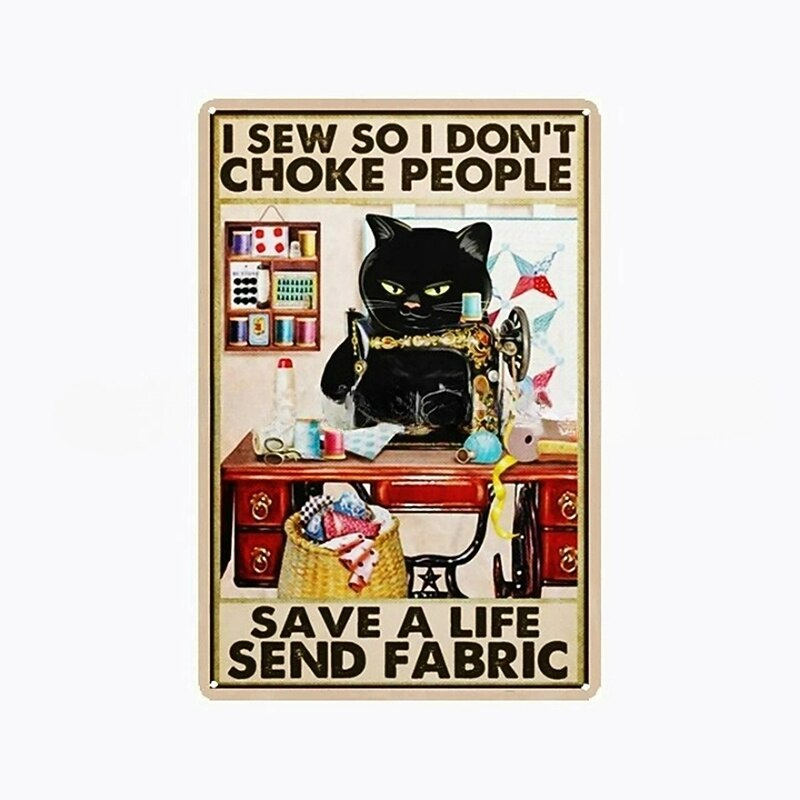 1db retro fém bádogtábla macska boros bádog tábla vintage konyhai táblák fali dekoráció, festmény fali akasztó lakberendezéshez fali művészet fém bádogtábla 20x30cm/8''x12'' 2026 - GBP £10.87 –P18