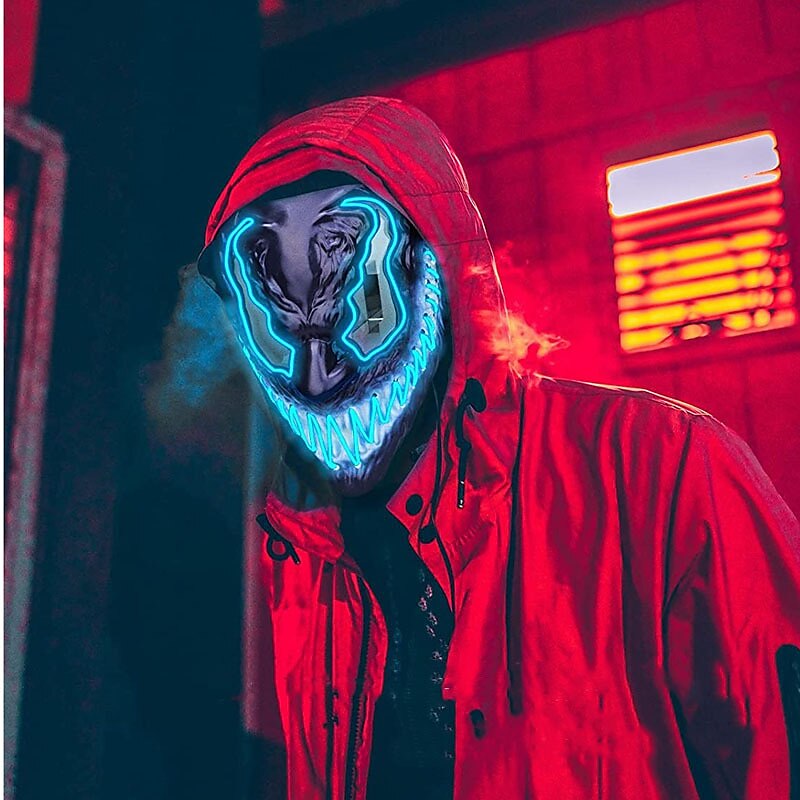 halloween maszk led purge világít világítással deadpool maszk ijesztő jelmez karneváli cosplay partihoz könnyű halloween jelmezek 2025 - $30.99 –P8