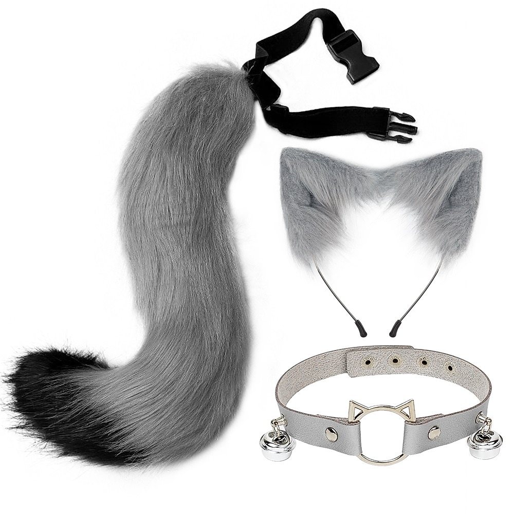 cos peluche animal oreille queue d'animal costume anime renard oreille loup oreille cheveux cerceau queue accessoire chat tête cloche collier de 2026 ? $25.99 –P3