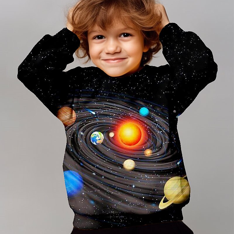 Fiú 3D Grafika Galaxis Hely Pulóver Hosszú ujj 3D nyomtatás Nyár Ősz Divat Utcai sikk Napi Poliészter Gyerekek 3-12 év Szabadtéri Hétköznapi Napi Normál 2025 - $16.49 –P1