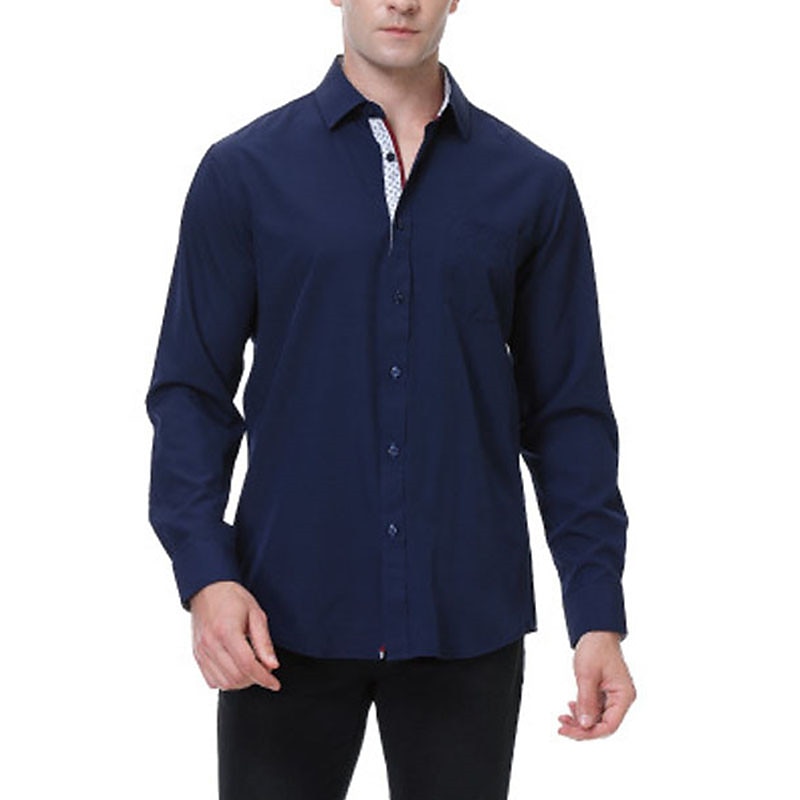 Men's Shirt Summer Shirt Casual Shirt Button Up Shirt Black White Pink Wine Red Long Sleeve Geometric Color Block Lapel Vacation Daily Patchwork Clothing Apparel Polyester Fashion Casual Comfortable 2025 - $22.99 –P5