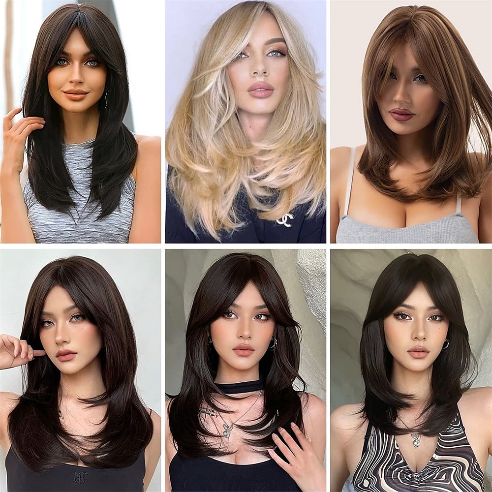 perruques blondes platine pour femmes perruque en couches avec frange 22 pouces longueur d'épaule perruque perruque de cheveux synthétiques d'aspect naturel pour une utilisation quotidienne de 2025 ? $23.99 –P2