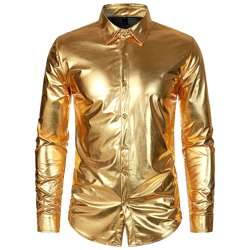 Retrò Vintage Anni '80 Metallico Lucido Camicia Disco Tinta unica Collo ripiegato Costume Per uomo Costume di Carnevale Carnevale Performance Club Parata dell'Orgoglio Adulti Camicia Tutte le stagioni del 2026 a $32.99 –P4