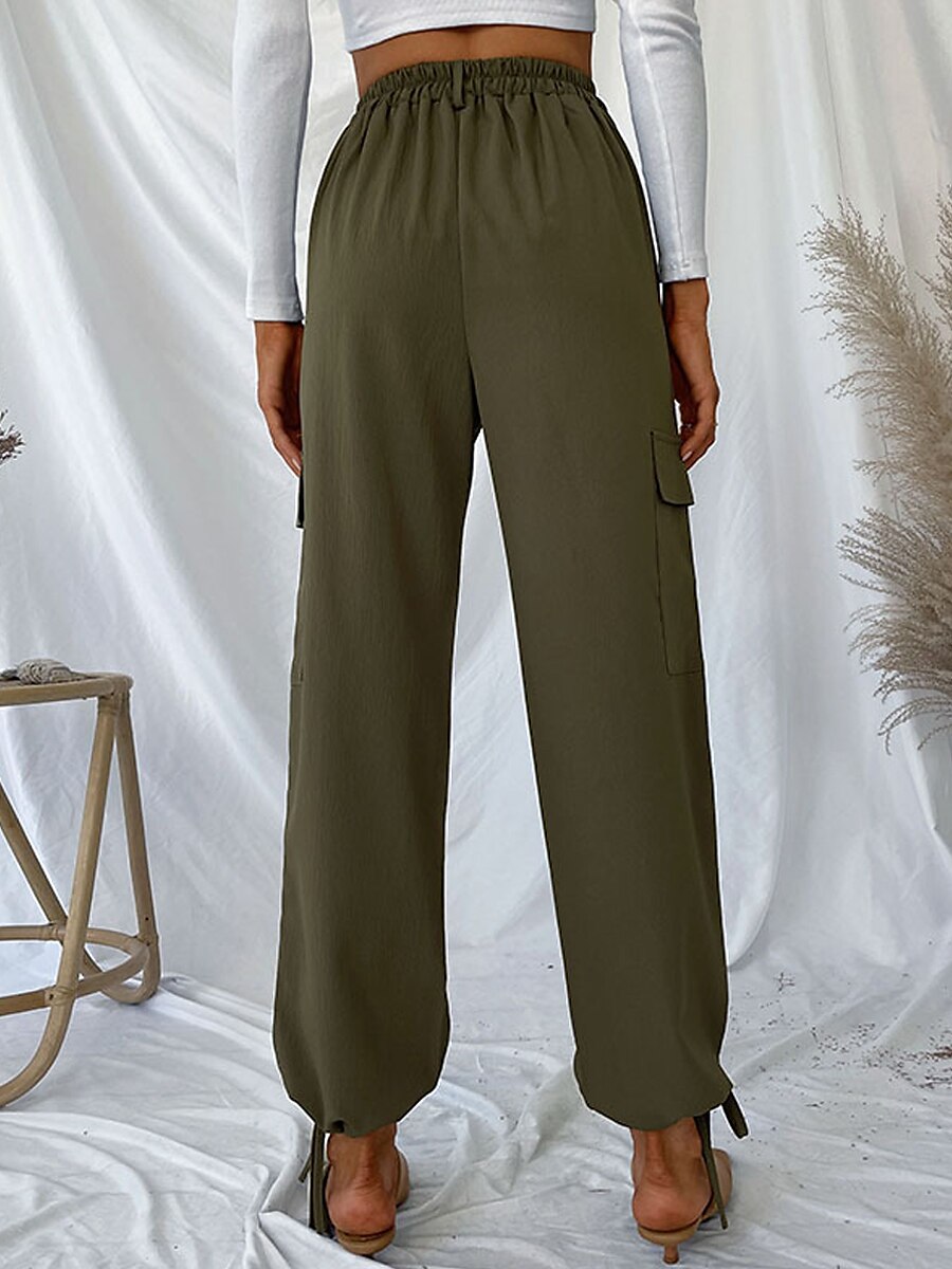 Women's Cargo Pants Full Length Cotton Micro-elastic Mid Waist Fashion Streetwear Outdoor Street ArmyGreen S M Fall Winter 2023 - US $29.99 –P6