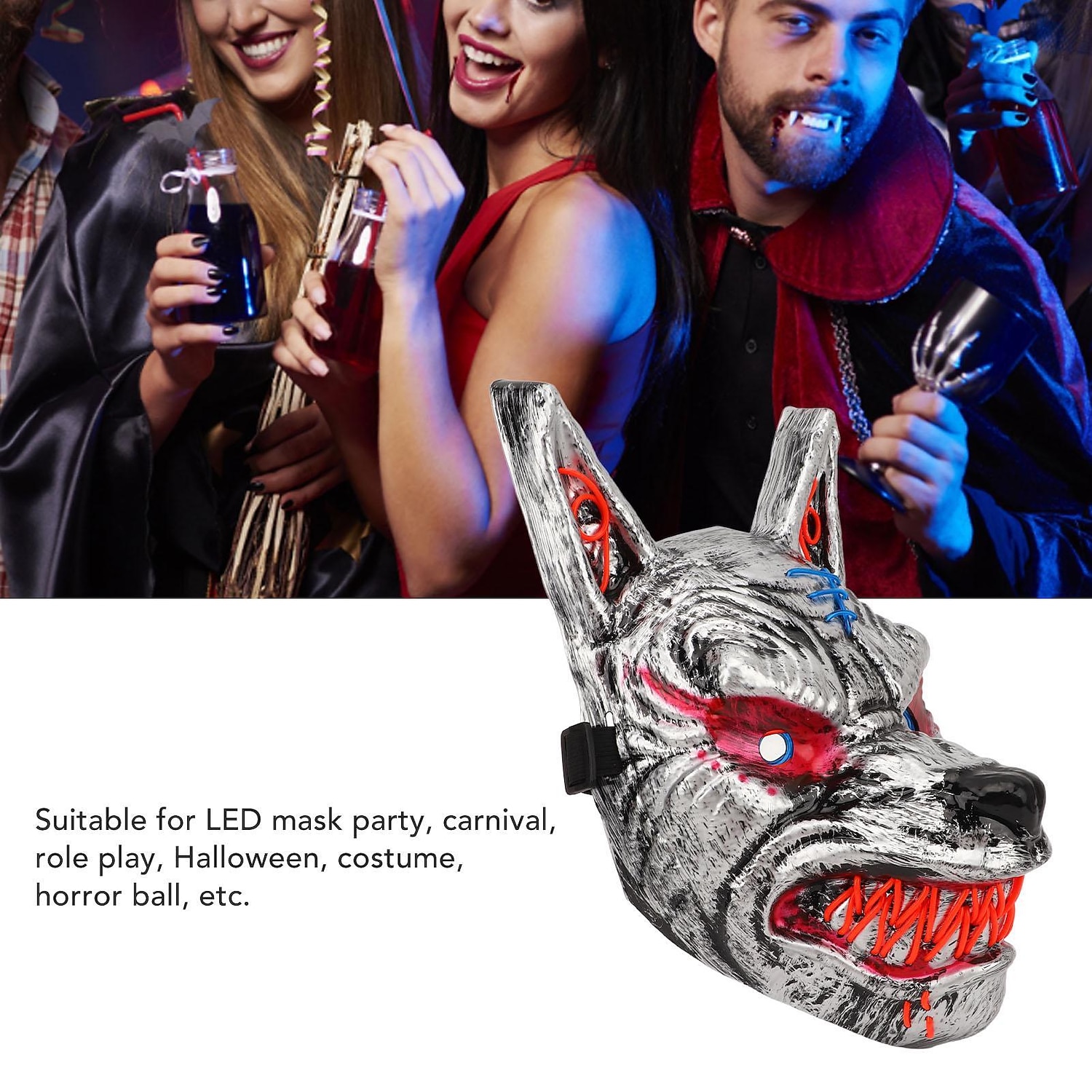 Halloween Wolf Head Mask Anime Demon LED Halloween Scary Wolf Mask For Costume Party 2025 - $16.99 –P4