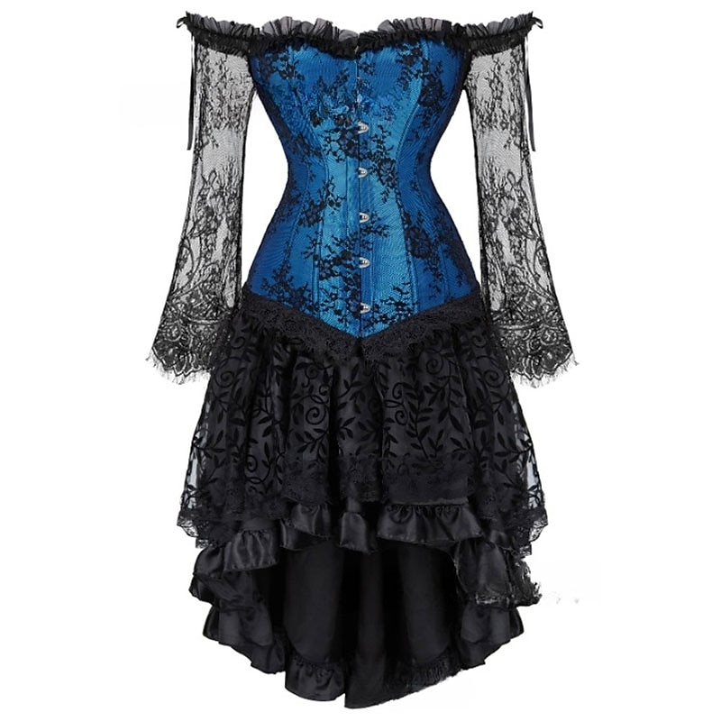 Seksowny Retro / vintage Rokoko Krótki Mini Sukienka Gorset na biust gorset Żakard Koronka Z odsłoniętymi ramionami Strój na bal maskowy Damskie Halloween Karnawał Bal maskowy Studniówka Impreza 2026 - $58.99 –P7