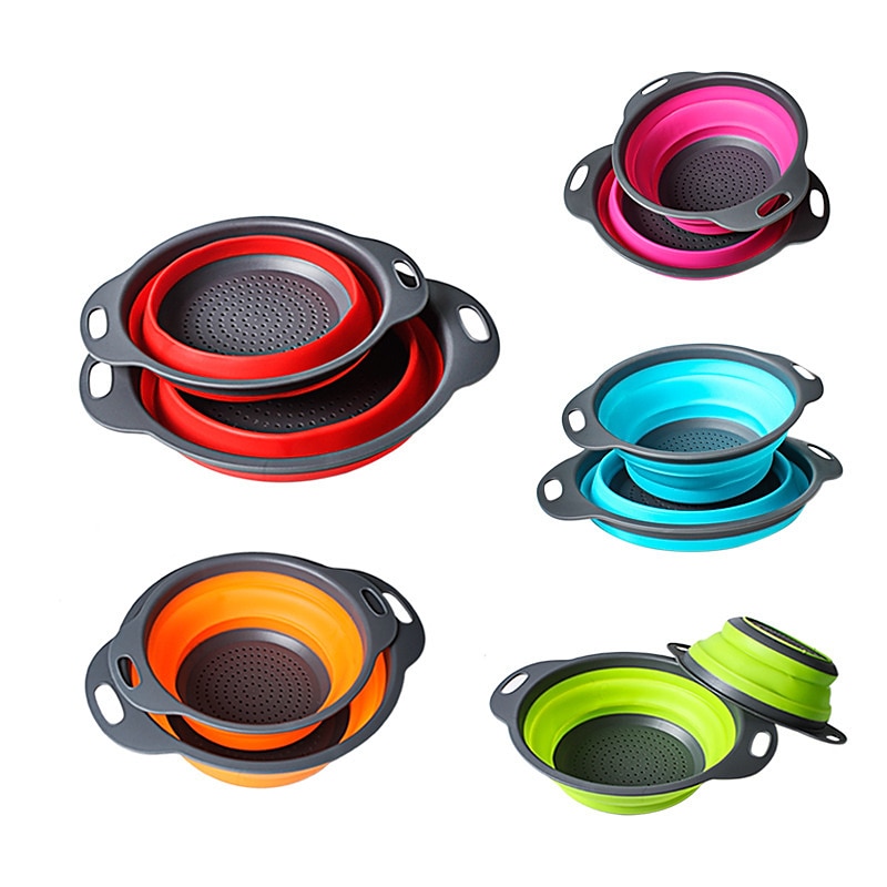 2pcs, panier de vidange pliable en silicone pour le camping et la cuisine en plein air - panier de lavage portable pour fruits et légumes - design réutilisable et créatif de 2025 ? $13.99 –P7
