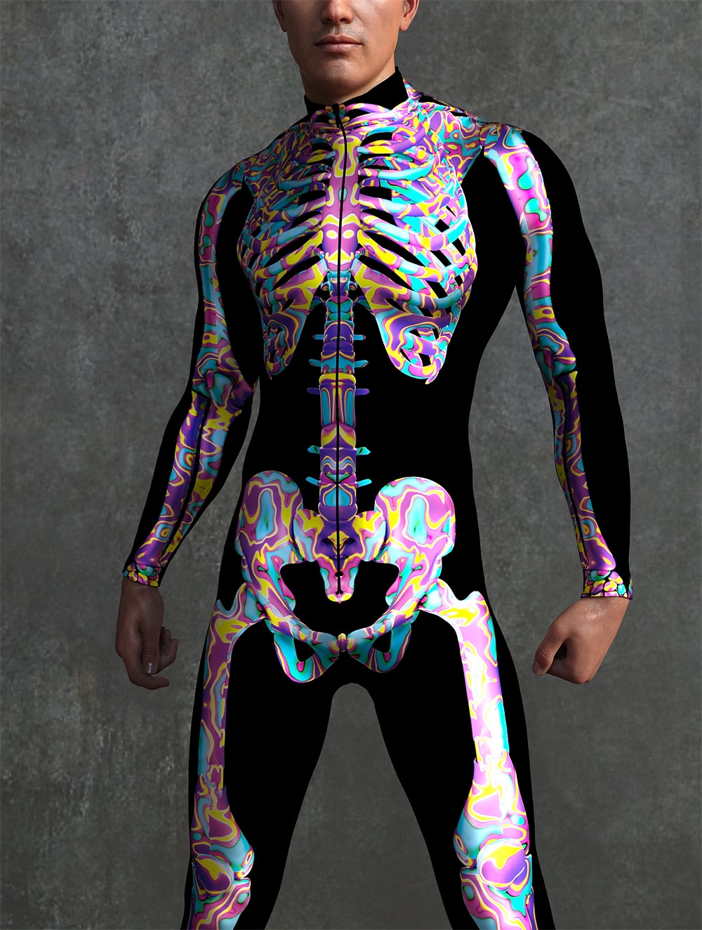 Totenkopf Halloween Cosplay Kostüm Bodysuits Ganzkörper-Catsuit Karnevalskostüm Ganzkörperanzug Einteiler Gruseliges Kostüm Kinder Erwachsene Herren Damen Maskerade Karneval Party Halloween Einfache 2025 - $37.99 –P15
