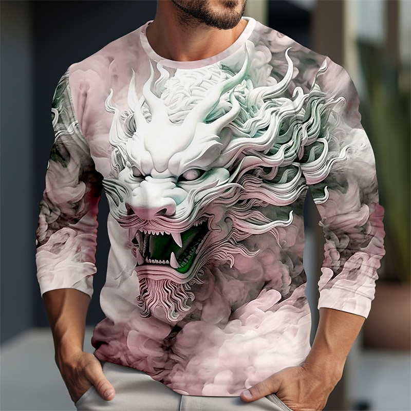 Hombre Animal Camiseta Camisetas gráficas Manga Larga Camiseta Impresión 3D Cuello Barco Camisa Design Casual Exterior Diario Vacaciones Burdeos Azul Piscina Verde Trébol Primavera verano Ropa S M L 2025 - $19.99 –P3