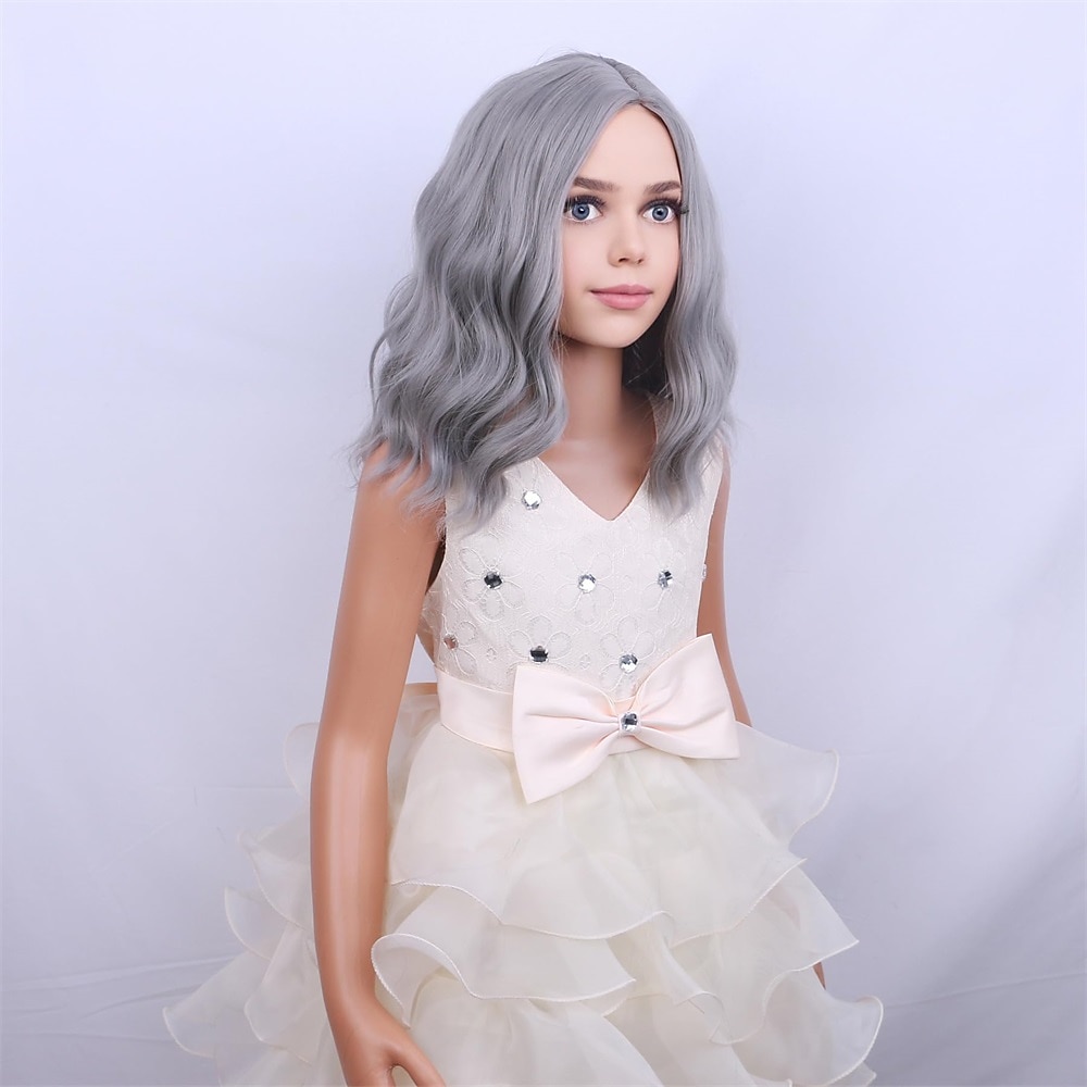 Blonde Perücke Kinder Kinderperücke kurze wellige Perücke aschblonde Perücke gemischte blonde Perücke für Mädchen Cosplay Party hitzebeständige blonde synthetische Haarperücke Halloween Perücken 2026 - RON 84.64 –P18