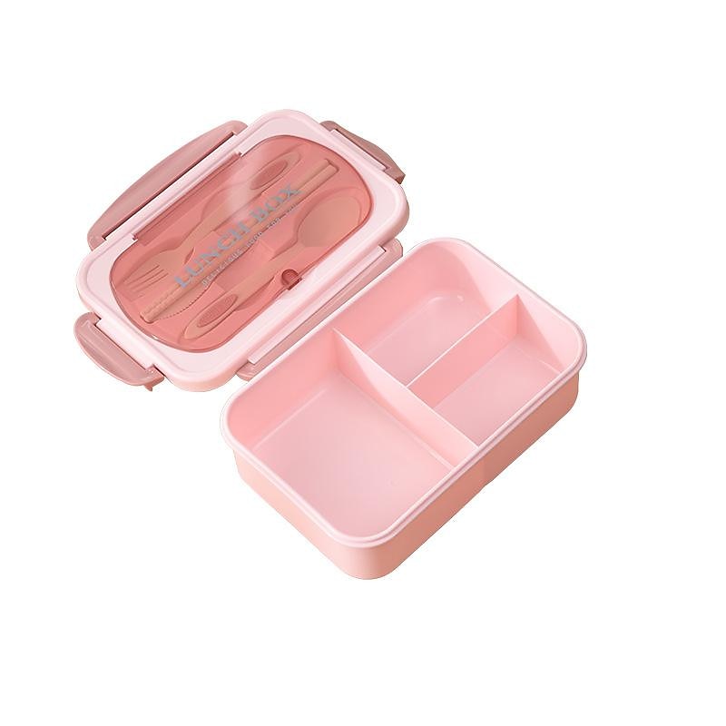 1000 ml matboks med servise for kontorarbeidere, kvadratisk delt mikrobølgeovn bento-boks, lekkasjesikker matbeholder, hjemmekjøkkenutstyr til skolebakgrunn 2025 - $11.99 –P12